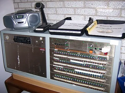 public address system: an electronic voice-amplification apparatus, usually containing a set of two loudspeakers and a...