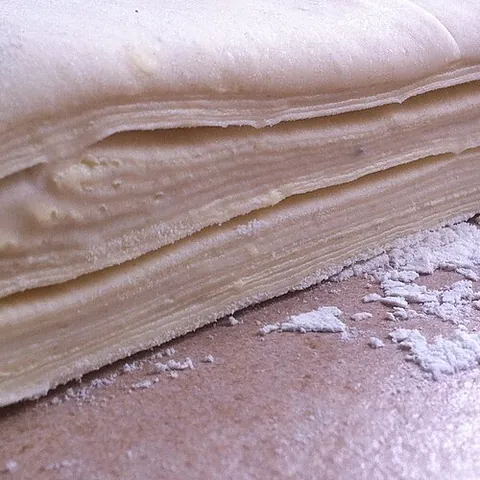 puff pastry: a light, flaky pastry that is made of alternating buttery and floury dough layers by repeatedly...