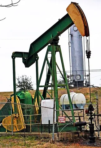 pumpjack: the ground-based drive for a submerged pump in an oil borehole