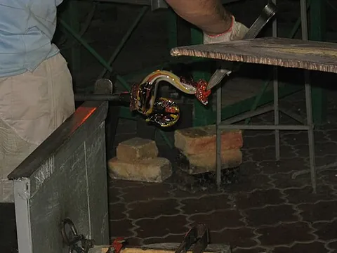 punty: a metal rod used in the glassblowing process. After a glass vessel has been blown to approximate...