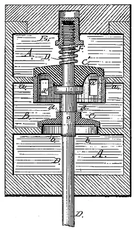 puppet valve: a simple type of valve, consisting of one or more circular plates held down by a spring