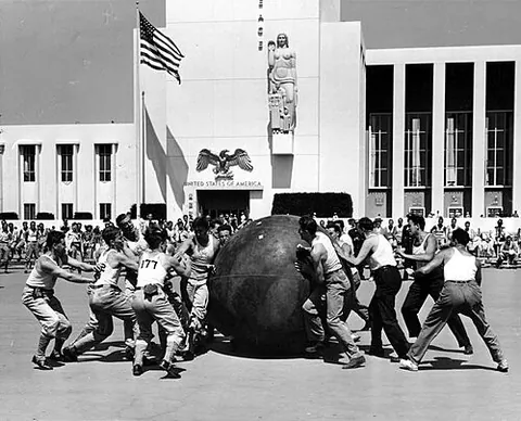 pushball: a team game where players attempt to push a large inflatable lightweight ball into the opponent's...