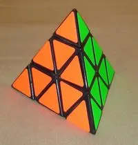 pyraminx: a puzzle similar to a Rubik's Cube but shaped like a triangular pyramid (tetrahedron)
