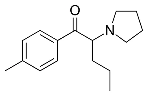 pyrovalerone: a psychoactive drug, (RS)-1-(4-methylphenyl)-2-(1-pyrrolidinyl)pentan-1-one, used to treat chronic...
