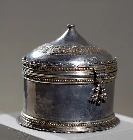 pyx: a small, usually round container used to hold the host (“consecrated bread or wafer of the...