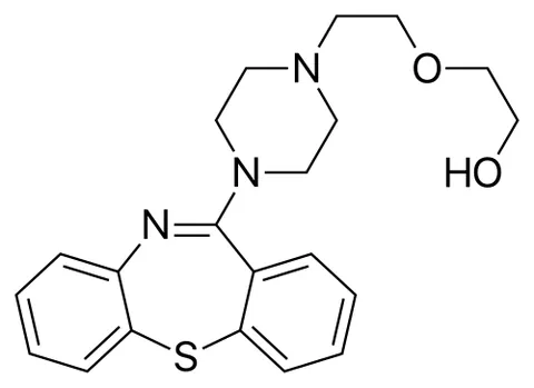quetiapine: an antipsychotic drug taken orally in the form of its fumarate (C₂₁H₂₅N₃O₂S)₂·C₄H₄O₄ especially to...
