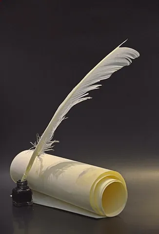 quill pen: a pen made from a quill