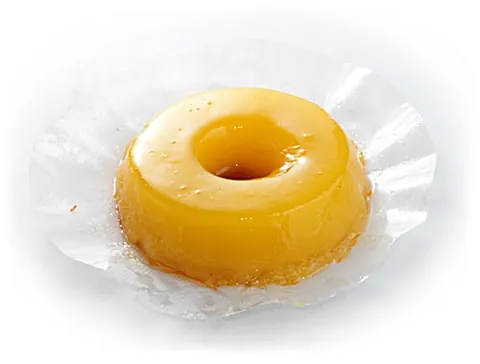quindim: a Brazilian baked custard dessert made chiefly from sugar, egg yolks, and ground coconut