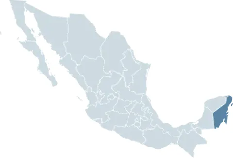 quintana roo: a state of Mexico, with as state capital Chetumal and largest city Cancun