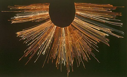 quipu: a recording device, used by the Incas, consisting of intricate knotted cords