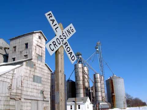 railroad crossing: an area on a road where a train crosses