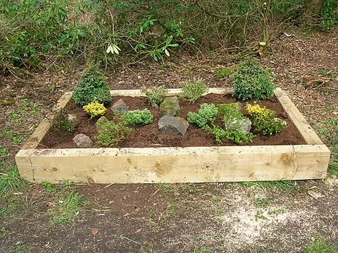 raised bed: a garden that is planted in soil raised above the ground level, typically enclosed by a frame made...