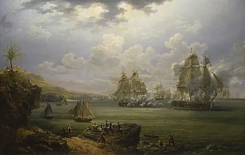 raking fire: the tactic of firing cannons along the length of an enemy ship, from its bow (front) or stern (rear)