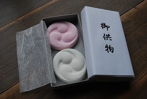 rakugan: a type of wagashi made by pressing sugar and flour into molds of various different shapes