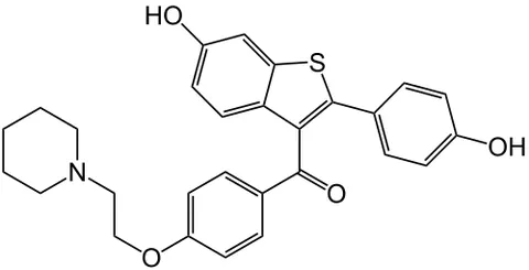 raloxifene: a drug with the chemical formula C₂₈H₂₇NO₄S, used orally as prophylaxis against osteoporosis after...