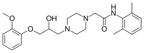 ranolazine: a drug C₂₄H₃₃N₃O₄ taken orally in the treatment of angina pectoris. It is marketed under the...