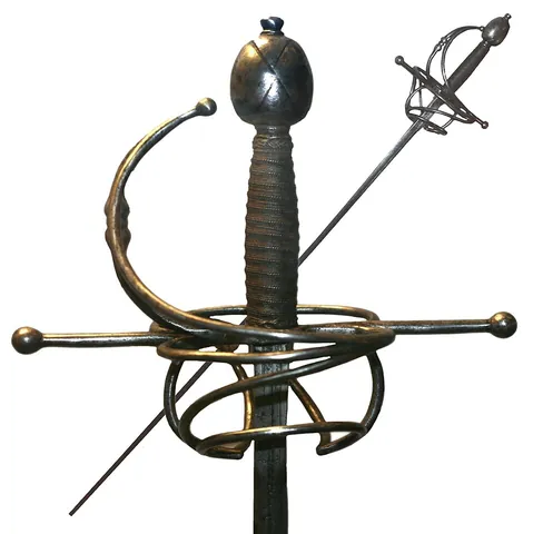 rapier: a slender, straight, sharply pointed sword (double-edged, single-edged or edgeless), designed...