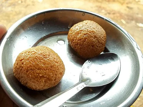 rasgulla: a South Asian dessert made from chhena dumplings in a sugar syrup