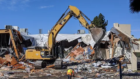 raze: to level or tear down (a building, a town, etc.) to the ground; to demolish
