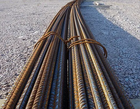 rebar: a steel reinforcing bar in a reinforced concrete structure