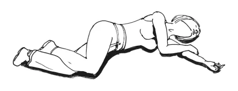 recovery position: the position, into which helpers will typically place an unconscious person, of lying on the floor...
