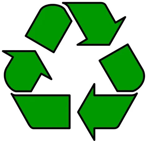 recycling symbol: a symbol universally associated with recyclable materials. It is composed of three crooked arrows...
