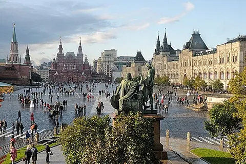 red square: a large historical square in central Moscow