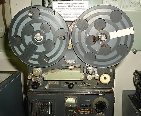 reel-to-reel: a machine that records sound onto, or plays sound from, tape wound on one reel, by feeding it...