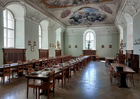 refectory: a dining hall, especially in an institution such as a college or monastery