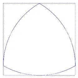 reuleaux triangle: a figure consisting of three circular arcs, each centered on the intersection of the other two