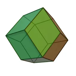 rhombic dodecahedron: a convex polyhedron that has 12 congruent rhombic faces, 24 edges and 14 vertices of two types...