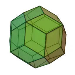 rhombic triacontahedron: a convex polyhedron that has 30 congruent rhombic faces, 60 edges and 32 vertices of two types...