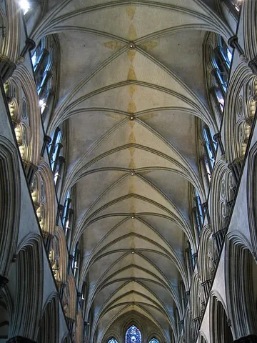 ribbed vault: a building structure created by an intersection of two or three vaults