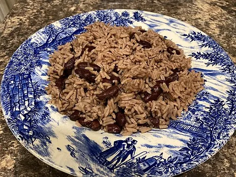 rice and peas: a West Indian dish of rice and most commonly kidney beans