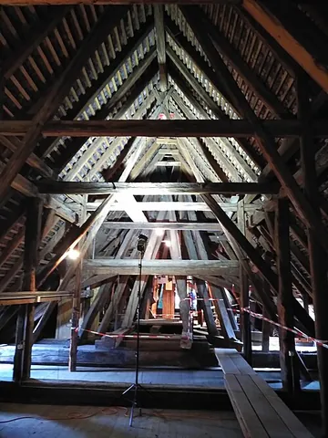 ridge beam: the top longitudinal beam of a ridged roof where the top ends of the rafters meet
