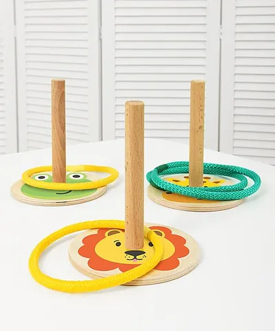 ring toss: a game in which rings are thrown onto pegs or posts