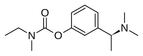 rivastigmine: a drug C₁₄H₂₂N₂O₂ that increases acetylcholine levels by inhibiting the action of cholinesterase...