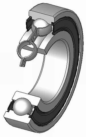 roller bearing: a bearing in which the load is carried by round (e.g. cylindrical or spherical) elements (rollers)