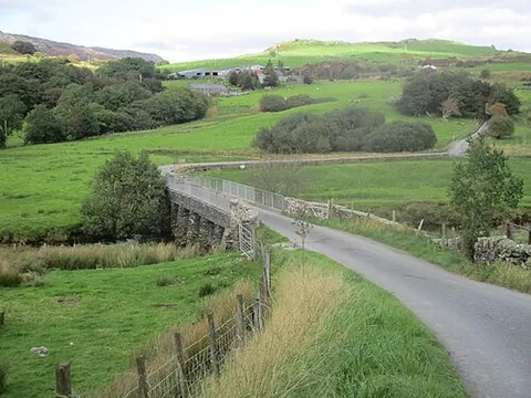 roman bridge: a bridge and railway station in Dolwyddelan community, Conwy borough, Wales (OS grid ref SH7151)