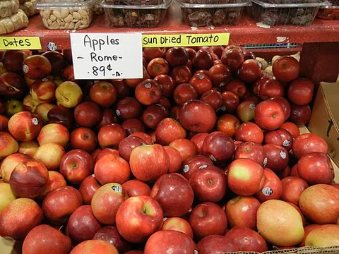 rome beauty: a glossy red variety of cooking apple originating near Rome Township, Lawrence County, Ohio, in the...