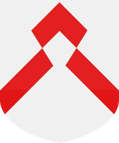 rompu: broken, as an ordinary; cut off, or broken at the top, as a chevron, a bend, etc