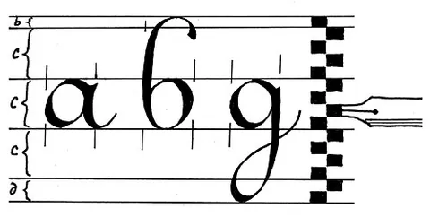 ronde: a kind of script in which the tails of the letters are curly, giving the characters a rounded look