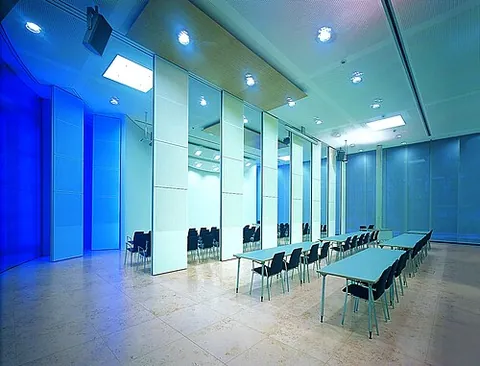 room divider: a screen or piece of furniture placed so as to divide a room into separate areas