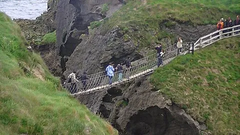 rope bridge: a suspension bridge constructed chiefly of rope