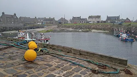 rosehearty: a coastal village and historic burgh in Buchan, west of Fraserburgh, Aberdeenshire council area,...