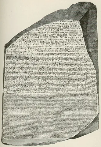 rosetta stone: a large inscribed stone found near Rosetta, Egypt, in 1799, later used as a basis for understanding...