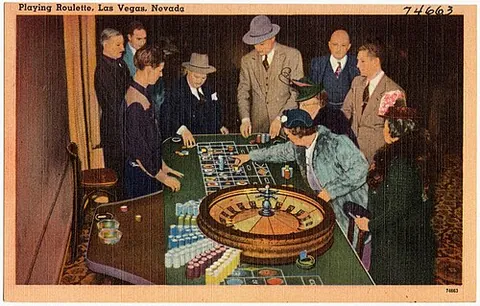 roulette: a game of chance in which a small ball is made to move round rapidly on a circle divided off into...