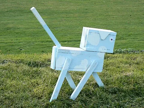 roundabout dog: a form of Swedish street art, a home-made dog sculpture placed on a traffic roundabout