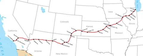 route: a course or way which is traveled or passed