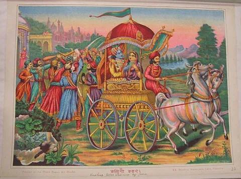 rukmini: the wife of Lord Krishna; considered as an incarnation of Goddess Lakshmi